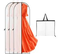 Niviy Dress Bag Covers Long, Hanging Garment Bag Dustproof Dress Bags Moth Proof Coat Bags with Zip PEVA Waterproof Anti-mite Breathable Suit Bag 60 * 180cm 3 Pack