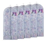 Niviy Dress Bags 60 x 140 cm, Long Garment Covers with Zip & Clear Window | 5 Pack Dress Protectors, Dustproof Moth Proof Clothes Covers, Breathable Storage Bags for Wedding Dresses, Coats & Wardrobe