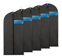 Niviy Dress Bags 60 x 140 cm, Long Garment Covers with Zip & Clear Window | 5 Pack Dress Protectors, Dustproof Moth Proof Clothes Covers, Breathable Storage Bags for Wedding Dresses, Coats & Wardrobe