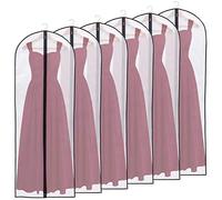 Niviy Dress Bags 60 x 160 cm, Long Garment Covers with Zip & Clear Window | 6 Pack Dress Protectors, Dustproof Moth Proof Clothes Covers, Breathable Storage Bags for Wedding Dresses, Coats & Wardrobe