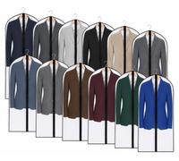Niviy Garment Bags 60 x 140 cm, PEVA Clothes Covers with Zip, 12 Pack | Translucent Coat Cover, Dustproof Moth Proof Garment Covers, Breathable Suit Protector for Wardrobe Storage, Suits & Coats