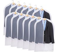 Niviy Garment Covers 60 x 100 cm, PEVA Clothes Covers with Zip, 12 Pack | Translucent Coat Cover, Dustproof Moth Proof Garment Bags, Breathable Suit Protector for Wardrobe Storage, Suits & Coats