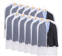 Niviy Garment Covers 60 x 120 cm, PEVA Clothes Covers with Zip, 12 Pack | Translucent Coat Cover, Dustproof Moth Proof Garment Bags, Breathable Suit Protector for Wardrobe Storage, Suits & Coats