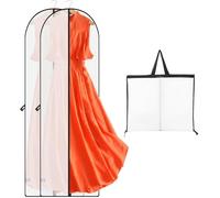 Niviy Long Dress Bag 60 x 180 cm, Garment Cover with Handle & Pocket | Dustproof Moth Proof Clothes Protector, Extra Long Storage Bag for Wedding Gowns, Dresses, Evening Wear & Long Coats, 2 Pack