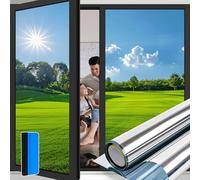 Niviy One Way Mirror Window Film Privacy for Glass Windows, 59.5 x 200 cm, Silver Reflective Privacy Film, Static Cling No Glue, Heat & UV Control, Anti Glare Daytime Window Tint for Home & Office
