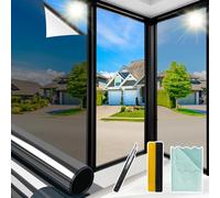 Niviy One Way Mirror Window Film Window Tint for Home with Installation Tools, Sun UV Blocking Heat Control and Daytime Window Film See Out Not in for Home Office (Black-Silver, 35.4 x 118 inch)