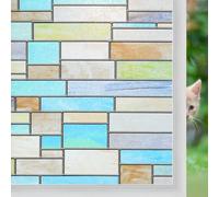 Niviy Privacy Window Film Brick Stained Glass Window Film Waterproof Static Window Cling, 17.5" by 78.7" No Adhesive Glass Window Decor for Glass Door Heat Control Anti UV