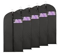 Niviy Suit Bags 60 x 120 cm, Black Garment Covers with Zip & Clear Window | 5 Pack Suit Protectors, Dustproof Moth Proof Clothes Covers, Breathable Storage Bags for Wardrobe, Suits & Coats