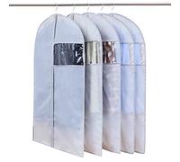 Niviy Suit Bags 60 x 120 cm, Grey Garment Covers with Zip & Clear Window | 5 Pack Suit Protectors, Dustproof Moth Proof Clothes Covers, Breathable Storage Bags for Wardrobe, Suits & Coats