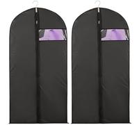 Niviy Suit Bags Garment Covers 2 Pack 60 * 120cm, Moth Proof Clothes Covers Translucent Suit Protector with Zip Waterproof Anti-mite Breathable Garment Protectors (Black)