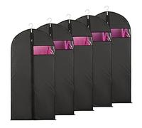 Niviy Suit Bags Garment Covers Moth Proof Clothes Covers Translucent Suit Protector with Zip Waterproof Anti-mite Breathable Garment Protectors, 5pcs 60 * 100cm (Black)