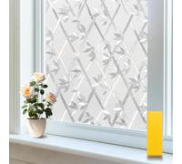 Niviy Window Privacy Film Frosted Bamboo Static Cling Glass Film No Glue | Decorative Window Sticker for Bathroom Bedroom Office, Removable Reusable UV Blocking Privacy Window Cover 44.5x120cm