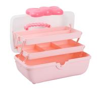 Nivofu 3-Layers Girls Hair Accessories Storage Box, Plastic Craft Storage Boxes with 6 Compartments, Cute Jewellery Box with Handle for Kids, Multifunctional Organiser Box for Sewing