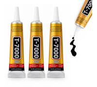 Nivofu T7000 Super Glue, 3Pcs 15ml Strong Adhesive Multi-function High Precision Black Glue, Industrial Grade Waterproof Adhesive for Phones, Metal, Stone, Rubber, Wood, Jewelry, Porcelain, Nail Art
