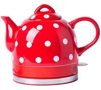 NIVOK Electric Kettle Eleactric Ceramic Cordless Kettle Teapot-Retro 1.0L, 1000W Water Fast for Tea, Coffee, Soup, Oatmeal-Removable Base, Boil Dry Protection/Red