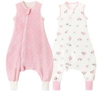 Nivolltha 2 Pack Baby Sleeping Bag with Feet 1 TOG Cotton Bloom & Pink L