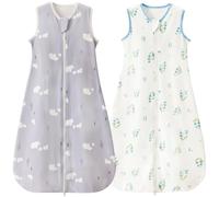 Nivolltha 2 Pack Super Soft 0.5 TOG Baby Sleeping Bags, 100% Cotton Breathable Summer Sleeping Bags 3-6 Months, Newborn Essentials, Bear & Bluebell