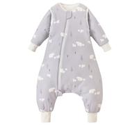 Nivolltha 3.5 TOG Super Soft Detachable Long Sleeves Baby Sleeping Bag with Feet, 100% Cotton Thick Winter Toddler Sleep Sack, Bear, Size S