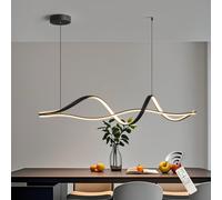 NIVOR 48W Dimmable LED Linear Chandelier Black Pendant for Kitchen Island in Jet Black NIVOR Jet Black