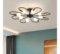 NIVOR 8 light Industrial Chandelier Mid Century Flush Mount Ceiling E27 in Black NIVOR Black