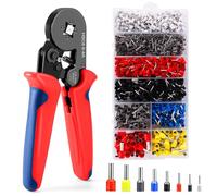 Nivoral Ferrule Crimping Tool Kit,0.5-10mm² /AWG23-7 Self-Adjusting Ratchet Wire Ferrule Crimper Kit with 1800Pcs Wire Ferrules kit, Insulated Crimping Tools for Household & Industrial Electrical Work