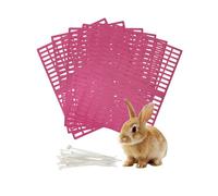 Niwaes 6 Pcs Plastic Rabbit Cage Mat, 16.53 x 12.99 x 0.31 inch Bunnys Feet Pads, Small Animal Floor Mat with Hole, Rabbit Floor Mat for Guinea Pig Chinchilla Ferret (Pink)