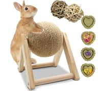 Niwaes Bunny Scratch Toy-Rabbit Toys for Bunny Claw Scratcher, Natural Sisal Pet Scratching Activity Ball, Wooden Small Animals Boredom Breaker for Indoor Ferrets Chinchillas (Small)