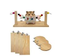 Niwaes Chinchilla Ledges Wood Sets, Hamster Wooden Stand Platform with Lava Ledge Blocks Chew Toys Small Animal Cage Accessories for Rat Gerbil Guinea Pig Parrot Chipmunk Squirrel Mouse