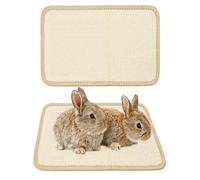 Niwaes Rabbit Scratching Pad 2 Pack Natural Sisal Bunny Scratch Pads Small Animal Nail Scratcher for Indoor Grinding Claw Mat Pet Rug for Guinea Pigs Chinchillas Ferrets (White)