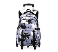 NIWEIYA Kids Rolling Backpack for Girls School Backpack with Wheels for Boys Wheeled Bookbags Trolley Bags for Primary Students, Black