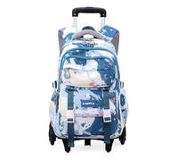 NIWEIYA Kids Rolling Backpack for Girls School Backpack with Wheels for Boys Wheeled Bookbags Trolley Bags for Primary Students, Dark Blue