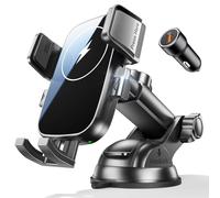 Niweya 15W Fast Wireless Car Charger & Phone Holder Mount with QC3.0 Car Adapter, Dashboard Windshield for Cell Phone Holder Charger Compatible with iPhone 16/15/14/13 Pro Max, Samsung S25/S24 Ultra