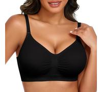 Niwicee Bras for Women Women's Seamless Comfort Bra Wireless Everyday Bralette with Removable Straps & Pads Full Coverage Bar T-Shirt Lingerie for Sleep (Black, M)