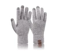 Niwicee Winter Touch Screen Gloves Wool Warm Fleece Lined Knitted Thermal Gloves Touchscreen Elastic Cuff Texting Glove for Men Women for Outdoors(Grey,Women)