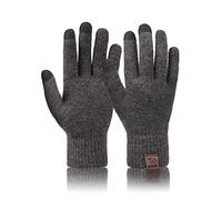 Niwicee Winter Touch Screen Gloves Wool Warm Fleece Lined Knitted Thermal Gloves Touchscreen Elastic Cuff Texting Glove for Men Women for Outdoors（Dark Grey,Women
