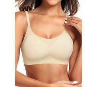 Niwicee Wireless Bras for Women Seamless Bra Non Wired Breathable Ultra-Thin Comfort Bra Ice Silk Bralettes Ladies Everyday Bra with Padding (Skin, S)