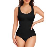 Niwicee Women Shapewear Bodysuit Tummy Control Full Body Shaper Seamless Shaping Bodysuit Round Neck Tank Tops Slimming Waist Trainer Vest (XXL, Black)