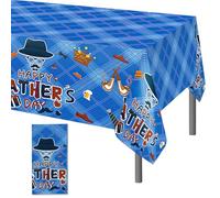 Niwieoi 1 Pcs Fathers Day Decorations,Table Decoration,Fathers Day Table Decorations, 220x 130cm Plastic Party Tablecloth Waterproof Happy Fathers Day Table Cover Party Decorations