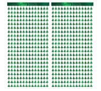 Niwieoi 2 PCS St Patricks Day Decorations,Green Foil Curtain,St Patricks Day Decorations Set,St Patricks Day Tinsel Curtains,Streamers Shamrock Decorations for Saint Patrick Irish Party Decorations