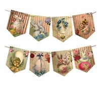 Niwieoi Happy Easter Banner Bunting Decorations,Easter Decorations Bunny Hanging Decoration for Garland Wall,Hanging Decorations for Home Easter Party Supplies