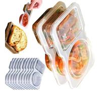Niwugady 10pcs Double Compartment Condiment Container With Lids, Reusable Snack Box Refrigerator Organizers, Portable Serving Tray For Sauces Salad Condiments or Dip