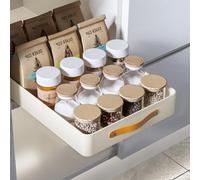 Niwugady Pull Out Cabinet Drawer Organizer,24cm Wide Under Sink Organizer Baskets, Stainless Steel Adhesive Slide Out Drawers with Handle for Kitchen Cabinet, Pantry, Bathroom