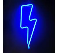 NIWWIN Blue Lightning Neon Sign Light Battery & USB Operated LED Neon for Home Wall Kids Room Decor Club Bar Christmas Wedding Party 13 inches High