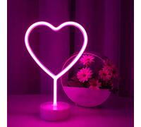 NIWWIN Cactus Neon Sign,Neon Signs for Bedroom with Holder Base, Battery or USB Operated, Light Decoration for Christmas Birthday Party Living Room Bedroom Table Kids Gifts (Heart-shaped)