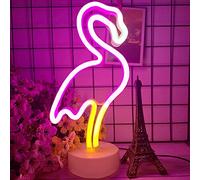 NIWWIN Flamingo Neon,Neon Signs for Bedroom with Holder Base, Battery or USB Operated, Light Decoration for Christmas Birthday Party Living Room Bedroom Table Kids Gifts