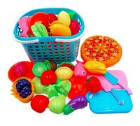 NIWWIN Kids Kitchen Toys with Slicing Pizza & Storage Basket - 40pcs Pretend Food Set, Ages 3+ Includes Cutting Tools