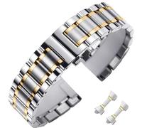 Nixiamy Metal Watch Universal Metal Replacement Stainless Steel Watch Straps with Straight & Curved End for Men Women,8 Sizes(14mm-24mm) 4 Colors(Gold,Sliver,Black,Gold-Silver Two Tone)