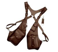 Nixiara Anti-Theft Harness, Medieval Underarm Shoulder Bag | Armpit Shoulder Bag Wallet, Adjustable PU Leather Hidden Pack, Outdoor Double Shoulder Bag, Light Brown, Consulte la descripción, See