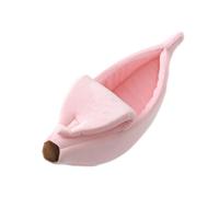 Nixiara Banana Cat Bed, Warm Pet Bed for Winter, Yellow Sleeping Nest with Semi-Open Lid for Rabbits, Ferrets, Chinchillas and Hamsters