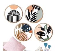 Nixiara Bathroom Decor Wall Art Boho, Boho Wall Art Decor - 4x Wooden Wall Art Bohemian Decor - Rustic Aesthetic Round Home Decoration Ornament for Bedroom Farmhouse Gardens Porches